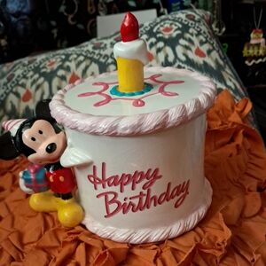 Disney Mickey Mouse Happy Birthday Trinket BOX - Red, Yellow, Pink